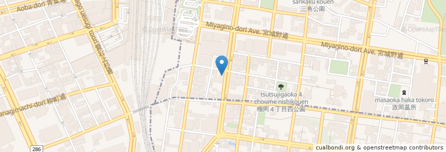 Mapa de ubicacion de カトマンドゥ en 日本, 宫城县, 仙台市, 青葉区, 宮城野区.