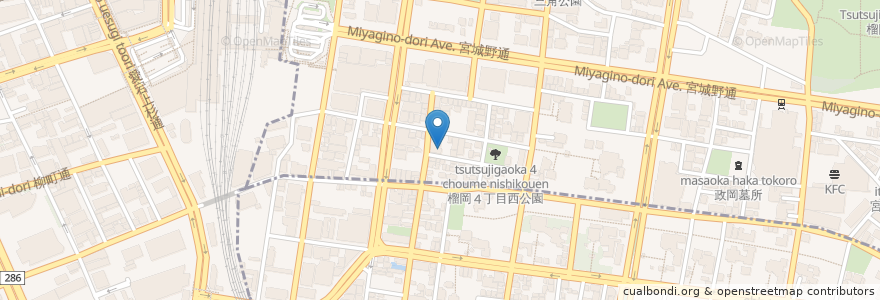 Mapa de ubicacion de スナックめぐみ en 일본, 미야기현, 仙台市, 青葉区, 宮城野区.