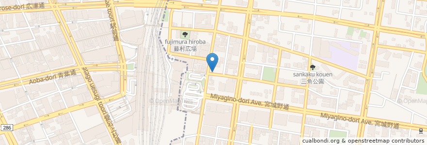 Mapa de ubicacion de 仙台格安レンタカー Car-bb仙台店 en Japão, 宮城県, 仙台市, 青葉区, 宮城野区.