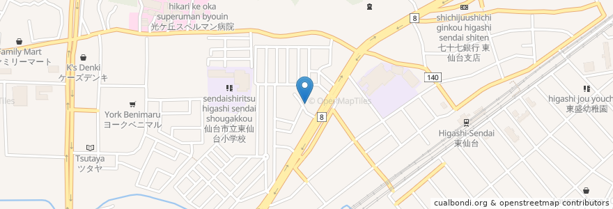 Mapa de ubicacion de スナックあとむ en اليابان, 宮城県, 仙台市, 宮城野区.