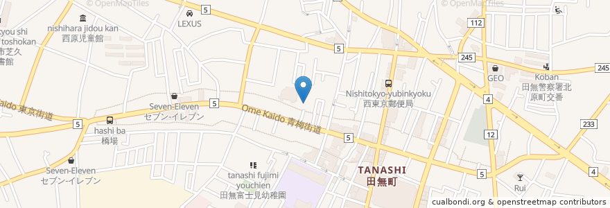 Mapa de ubicacion de 観音寺 en Japón, Tokio, Nishitokyo.