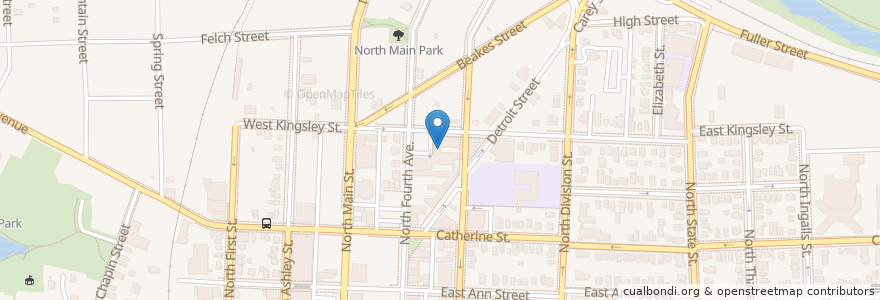 Mapa de ubicacion de The Lunch Room Diner & Canteen en アメリカ合衆国, ミシガン州, Washtenaw County, Ann Arbor.