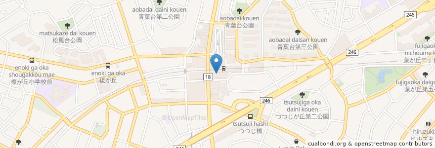 Mapa de ubicacion de 洋麺屋五右衛門 en Japonya, 神奈川県, 横浜市, 青葉区.