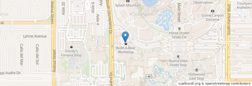 Mapa de ubicacion de Black Tap Craft Burgers & Shakes en アメリカ合衆国, カリフォルニア州, Orange County, Anaheim.