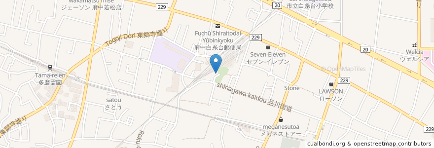 Mapa de ubicacion de タイムズカープラス　白糸台 en Japón, Tokio, Fuchu.