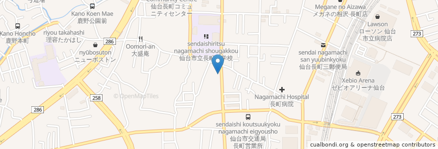 Mapa de ubicacion de オリオン調剤薬局 長町店 en Japón, Prefectura De Miyagi, 仙台市, 太白区.