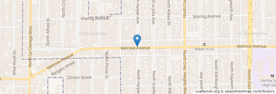 Mapa de ubicacion de carrera cafe en Verenigde Staten, Californië, Los Angeles County, Los Angeles, West Hollywood.
