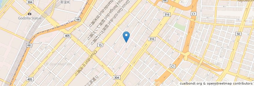 Mapa de ubicacion de Bar Evans en 日本, 東京都, 中央区.