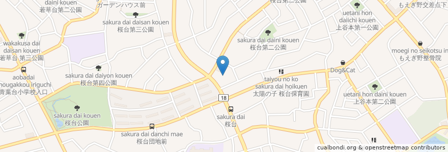 Mapa de ubicacion de 太陽の子 桜台第二保育園 en 일본, 가나가와현, 요코하마시, 青葉区.