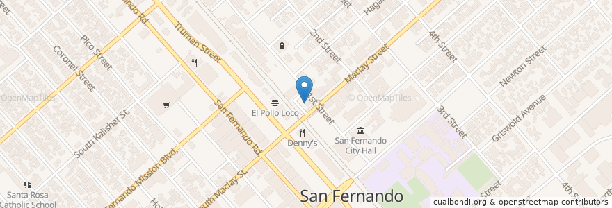 Mapa de ubicacion de Subway en Verenigde Staten, Californië, Los Angeles County, Los Angeles, San Fernando.
