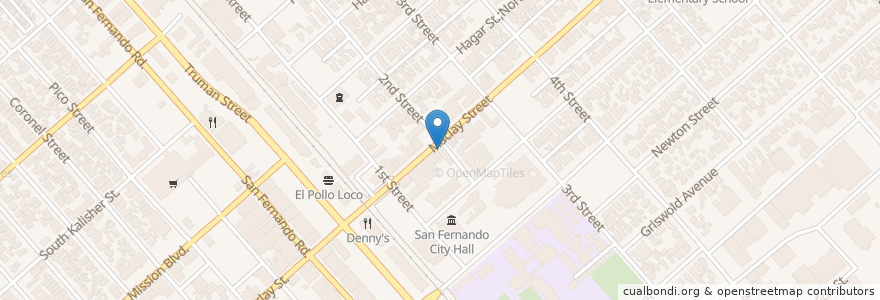 Mapa de ubicacion de Maggie's Tamales en アメリカ合衆国, カリフォルニア州, Los Angeles County, ロサンゼルス, San Fernando.