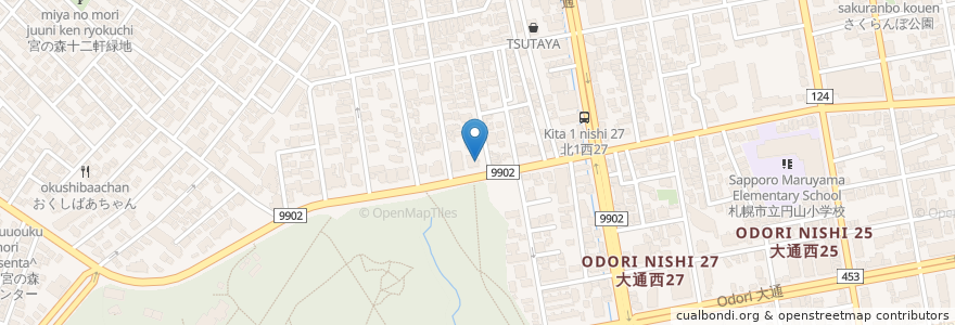 Mapa de ubicacion de スターバックス en اليابان, محافظة هوكايدو, 石狩振興局, 札幌市, 中央区.