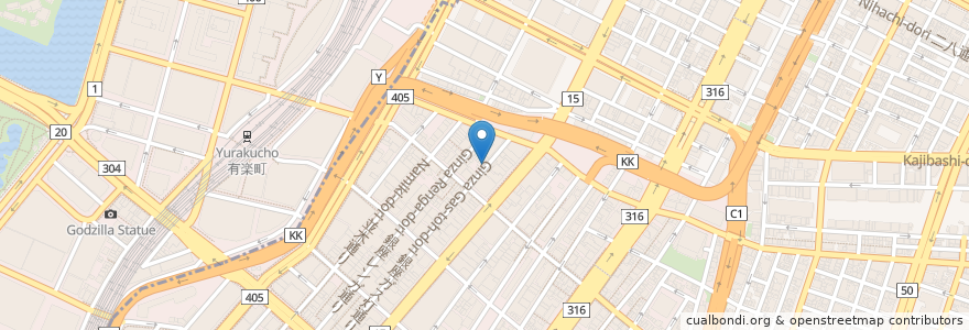 Mapa de ubicacion de 焼肉 うしごろ 銀座店 en Japão, Tóquio, 中央区.