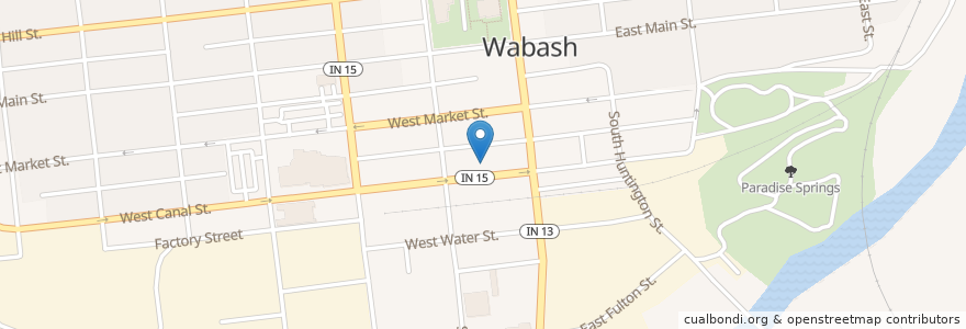 Mapa de ubicacion de Blooeys Bar & Grill en Amerika Syarikat, Indiana, Wabash County, Wabash.