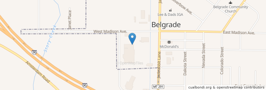 Mapa de ubicacion de Pizza Hut en United States, Montana, Gallatin County, Belgrade.