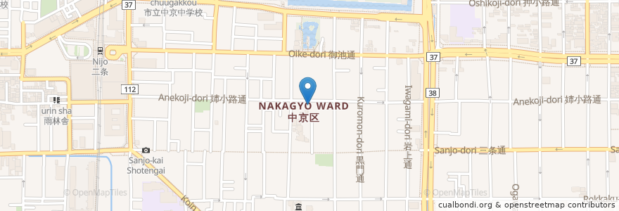 Mapa de ubicacion de 蓮光院 en Japan, Kyoto Prefecture, Kyoto, Nakagyo Ward.