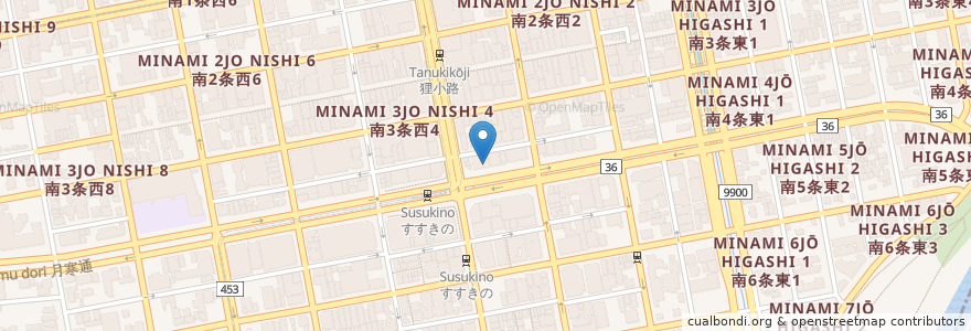Mapa de ubicacion de すしざんまい en 日本, 北海道, 石狩振興局, 札幌市, 中央区.