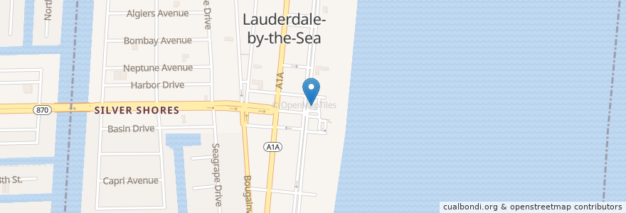 Mapa de ubicacion de Village Grille en Vereinigte Staaten Von Amerika, Florida, Broward County, Lauderdale-By-The-Sea.