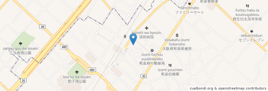Mapa de ubicacion de 池田泉州銀行 en 일본, 오사카부, 和泉市.