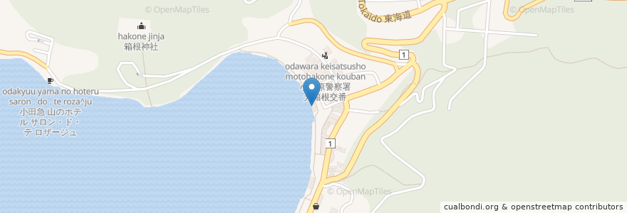 Mapa de ubicacion de 元箱根港 en Japan, Kanagawa Prefecture, Ashigarashimo County, Hakone.