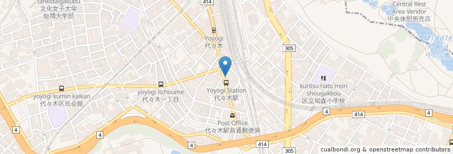 Mapa de ubicacion de Hub en Japan, Tokio, 新宿区, 渋谷区.