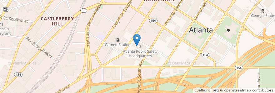 Mapa de ubicacion de City of Atlanta Public Safety Headquarters en アメリカ合衆国, ジョージア州, Fulton County, Atlanta.
