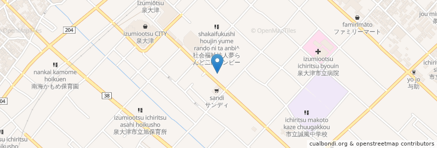 Mapa de ubicacion de 喫茶・軽食 もりた家 en Japan, 大阪府, 泉大津市.