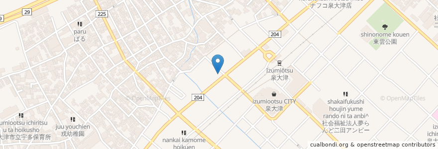 Mapa de ubicacion de 大阪信用金庫 泉大津支店 en Япония, Осака, 泉大津市.