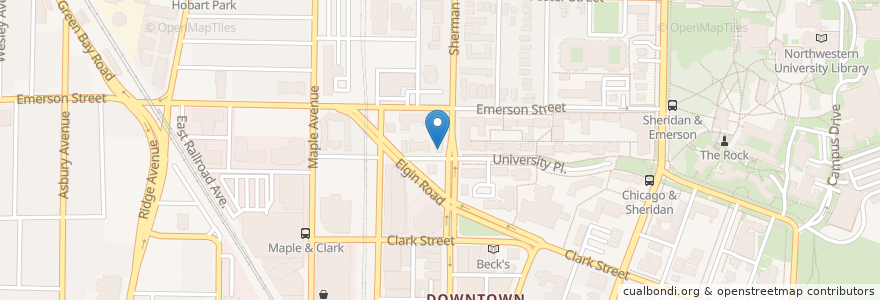 Mapa de ubicacion de Lou Malnati's Pizzeria en United States, Illinois, Evanston.