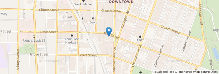 Mapa de ubicacion de Lulu's en アメリカ合衆国, イリノイ州, Evanston.