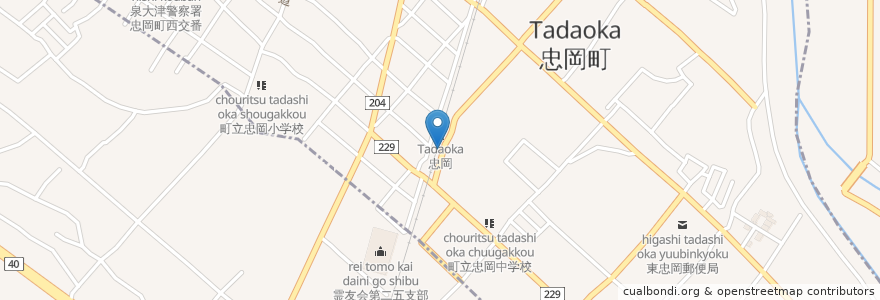 Mapa de ubicacion de オレンジ薬局 忠岡駅前店 en Japan, Osaka Prefecture, Senboku County, Tadaoka.
