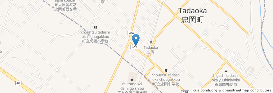 Mapa de ubicacion de 池田泉州銀行 忠岡支店 en 日本, 大阪府, 泉北郡, 忠岡町.