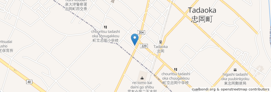 Mapa de ubicacion de トラヤキ菜々館弁当 en Япония, Осака, 泉北郡, 忠岡町.