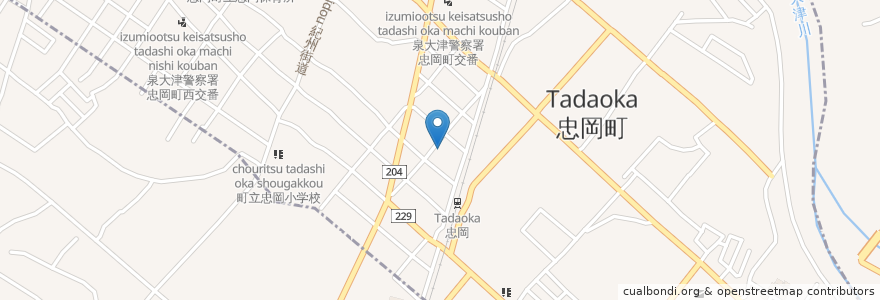Mapa de ubicacion de 加藤医院 en 日本, 大阪府, 泉北郡, 忠岡町.