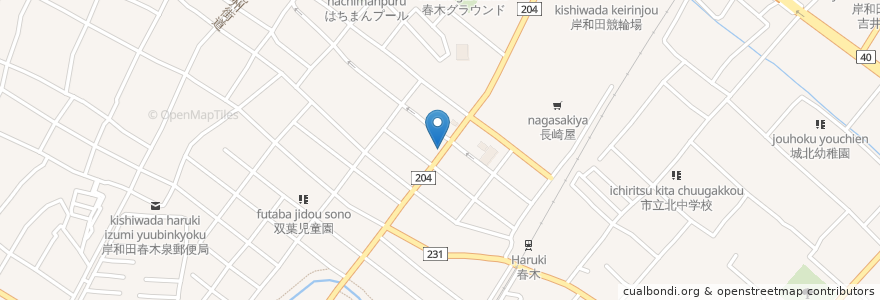 Mapa de ubicacion de 松屋 春木店 en Japonya, 大阪府, 岸和田市.