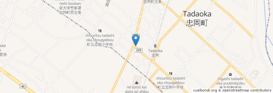 Mapa de ubicacion de 御食事処 あけぼの en Japonya, 大阪府, 泉北郡, 忠岡町.