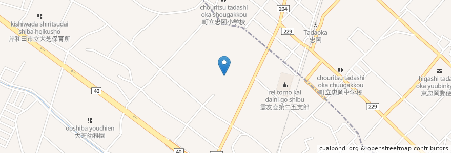 Mapa de ubicacion de 岸和田自動車教習所 en 日本, 大阪府, 岸和田市, 泉北郡, 忠岡町.