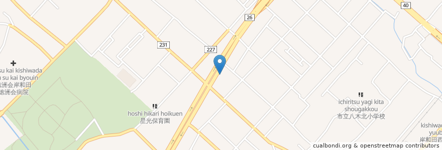 Mapa de ubicacion de ワンカルビ プラス 岸和田店 en Japon, Préfecture D'Osaka, Kishiwada.
