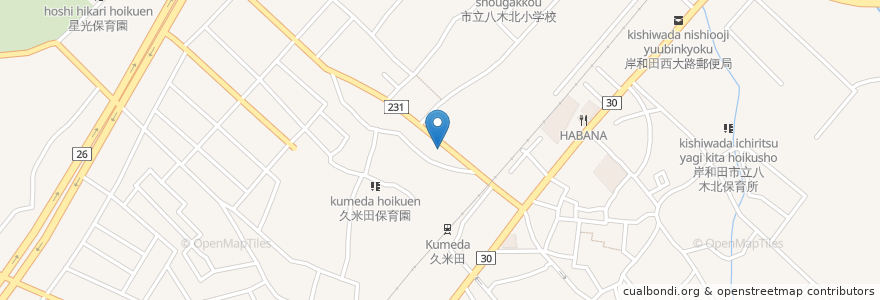 Mapa de ubicacion de 橋本歯科 en Japan, Osaka Prefecture, Kishiwada.