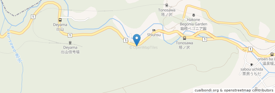Mapa de ubicacion de 熊野神社 en 日本, 神奈川県, 足柄下郡, 箱根町.