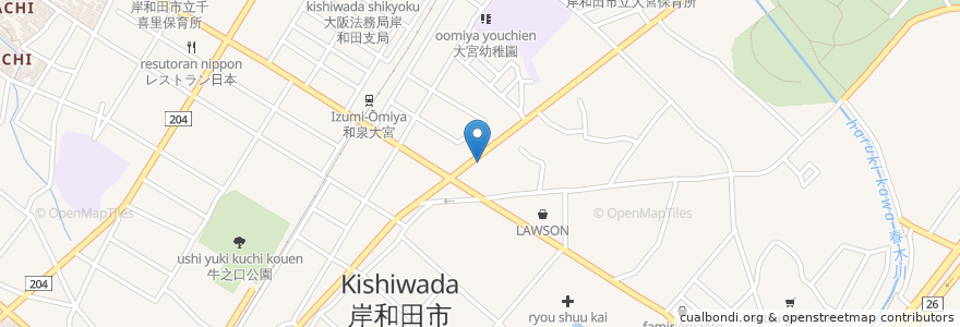 Mapa de ubicacion de エール薬局 en 日本, 大阪府, 岸和田市.