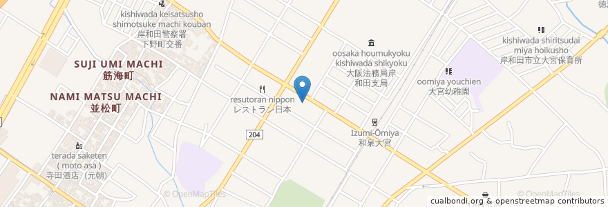 Mapa de ubicacion de ほっともっと 和泉大宮店 en Japan, 大阪府, 岸和田市.