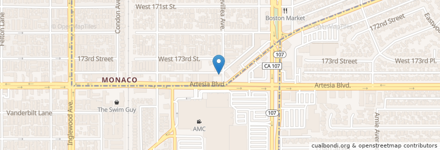 Mapa de ubicacion de Subway en United States, California, Los Angeles County.