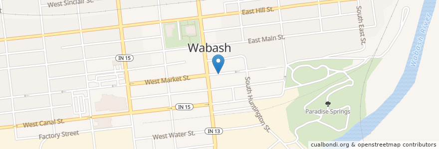 Mapa de ubicacion de Rock City Cafe en 美利坚合众国/美利堅合眾國, 印第安纳州, Wabash County, Wabash.