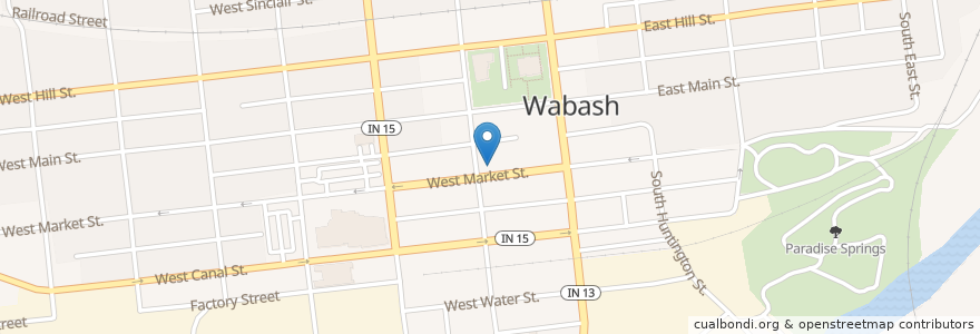 Mapa de ubicacion de Market Street Grill en United States, Indiana, Wabash County, Wabash.