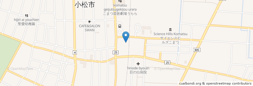 Mapa de ubicacion de 小松駅南自転車駐車場 en 日本, 石川县, 小松市.