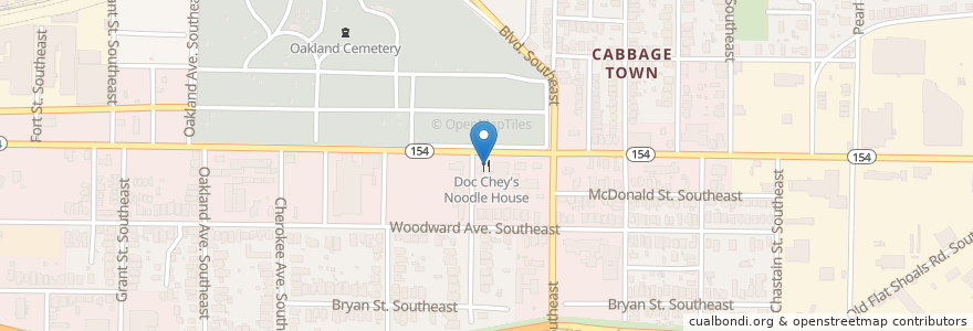 Mapa de ubicacion de Doc Chey's Noodle House en 美利坚合众国/美利堅合眾國, 喬治亞州, Fulton County, Atlanta.