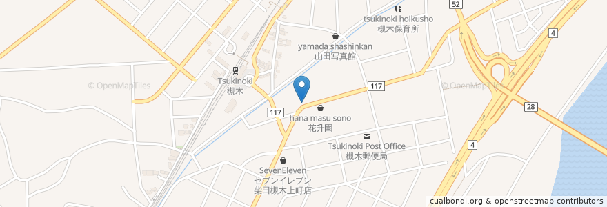 Mapa de ubicacion de 槻木皮膚科クリニック en Giappone, 宮城県, 柴田郡, 柴田町.
