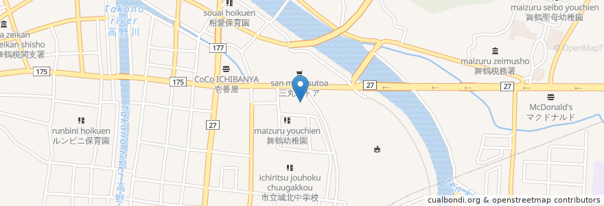 Mapa de ubicacion de スシロー 舞鶴店 en Japón, Prefectura De Kioto, 舞鶴市.