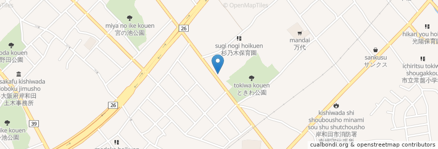 Mapa de ubicacion de エネオス en Japonya, 大阪府, 岸和田市.